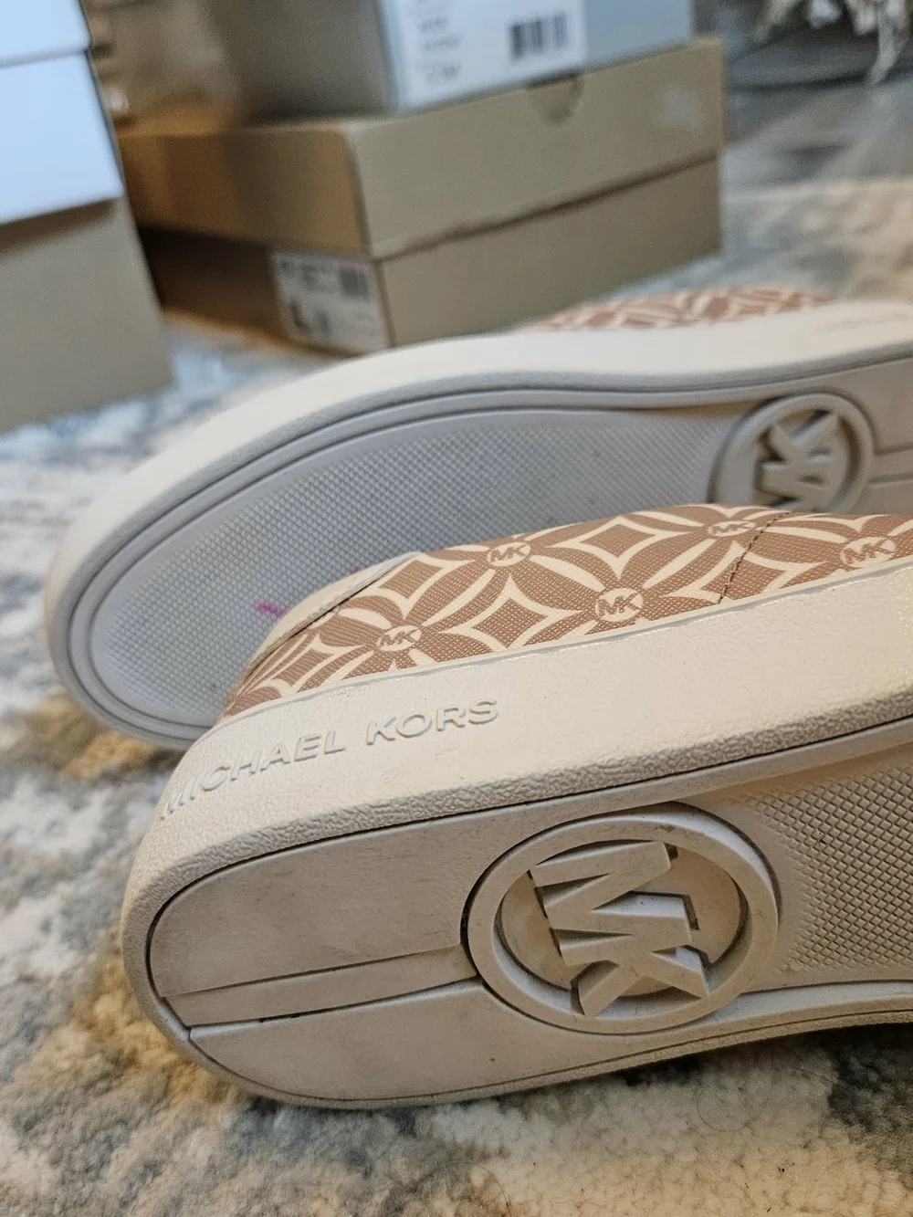 Michael Kors Women's Pink Beige Logo Sneakers